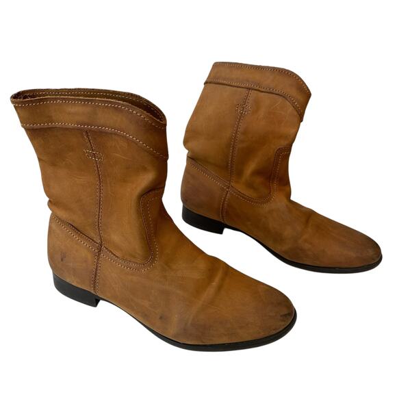 Frye Boots Cara Tan Brown Leather Ankle Boot Western Women's Size 7.5 8 - Picture 2 of 12